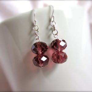 Mauve Crystal Sterling Silver Earrings